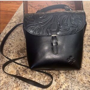 Patricia Nash Black Embossed Leather Backpack
